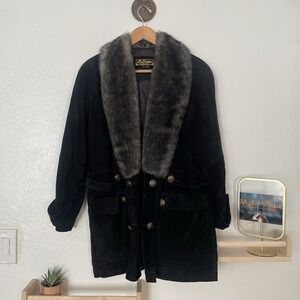 La Covina Suede And Faux Fur Trim Coat, Women's Small